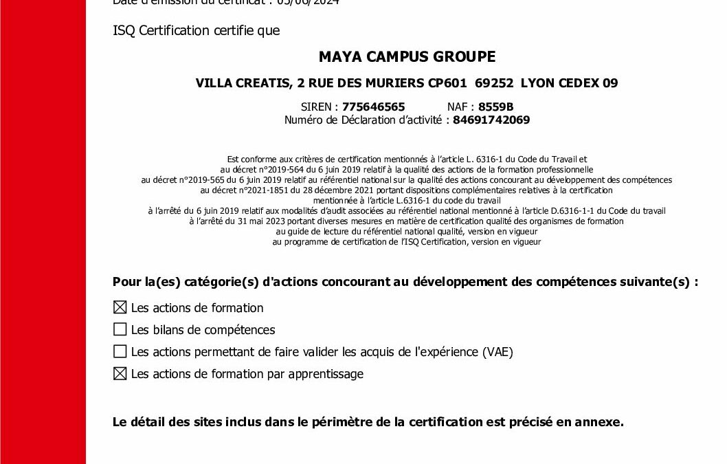 Certificat Qualiopi V.4 – MAYA CAMPUS GROUPE – 2111_CN_01093 (1)