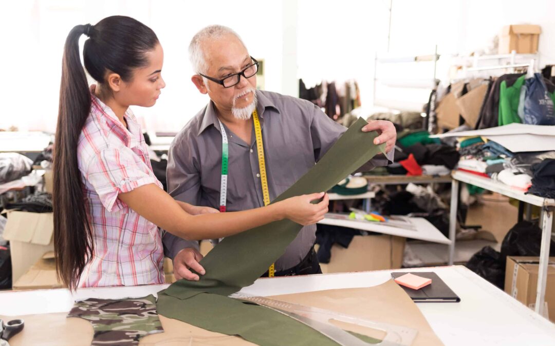Fashion designers creating in studio
