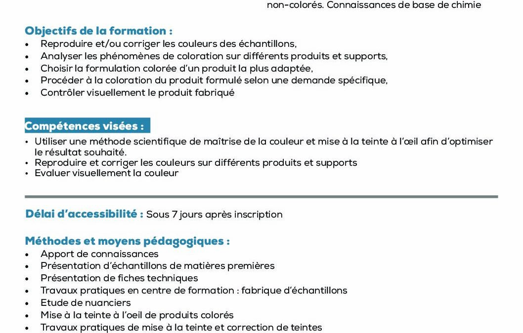 TE28 Coloriste en industrie – mise à la teinte à l&rsquo;œil