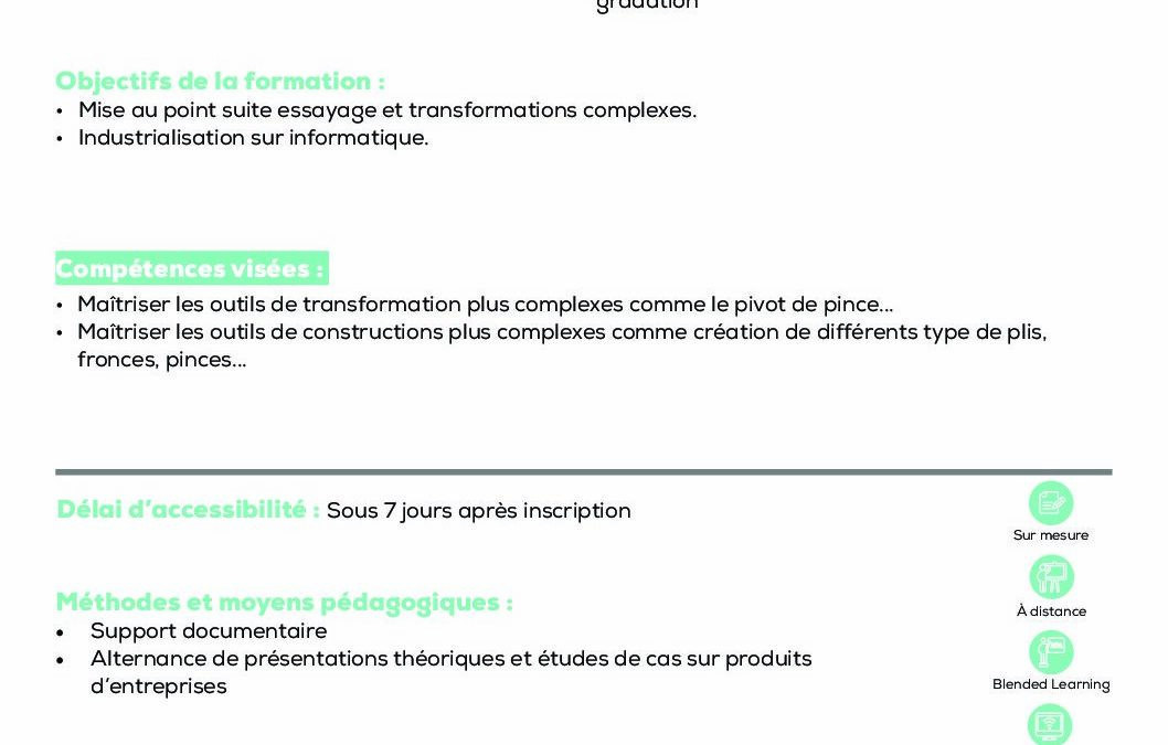 BE12 CAO Gerber, Lectra niveau perfectionnement