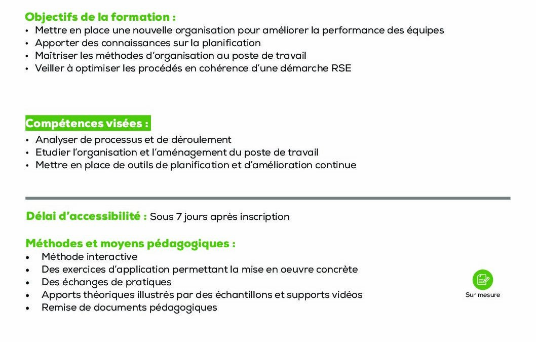 BM8 Organisation de son atelier de production prototypage