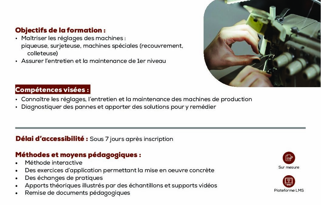 FP16 Réglages pour opérateur piqueuse, surjeteuse, machines spéciales