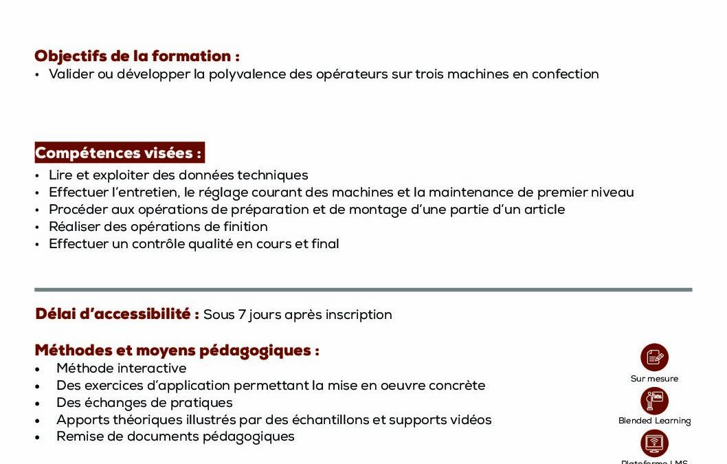 FP8 Opérateur multipostes en confection