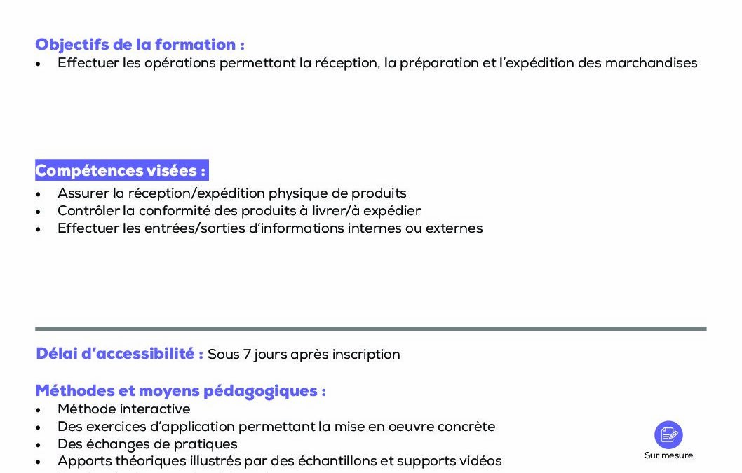 LO2 La réception ou l&rsquo;expédition de produits