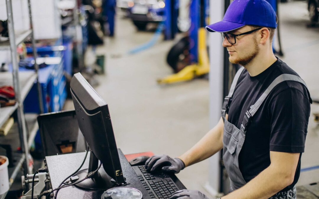 Car mechanist making car service