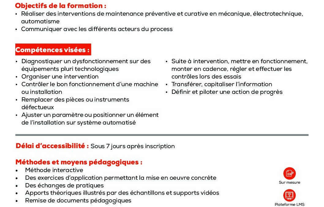 MI10 Technicien en maintenance industrielle