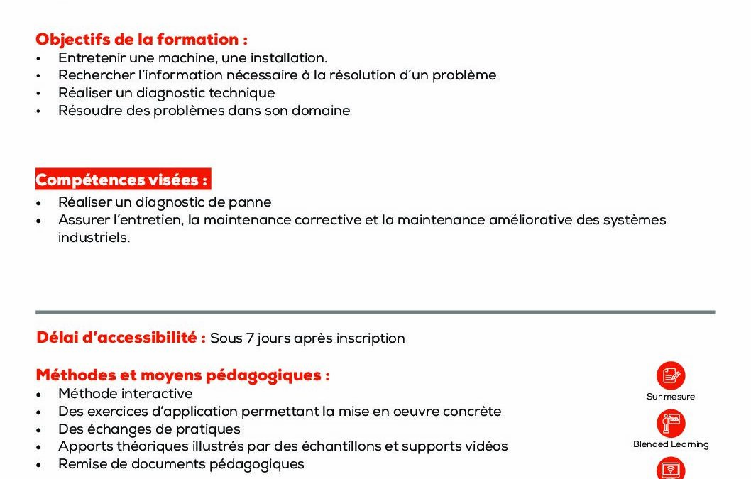 MI2 Maintenance 1er niveau environnement industriel textile