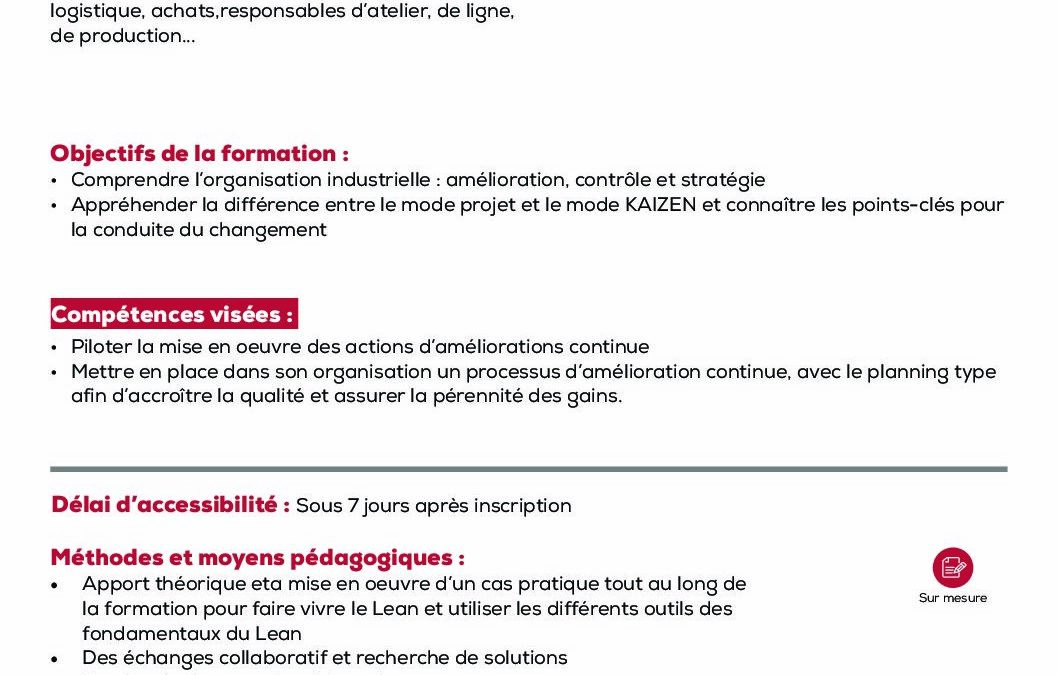PI9 Conduire un chantier Kaizen