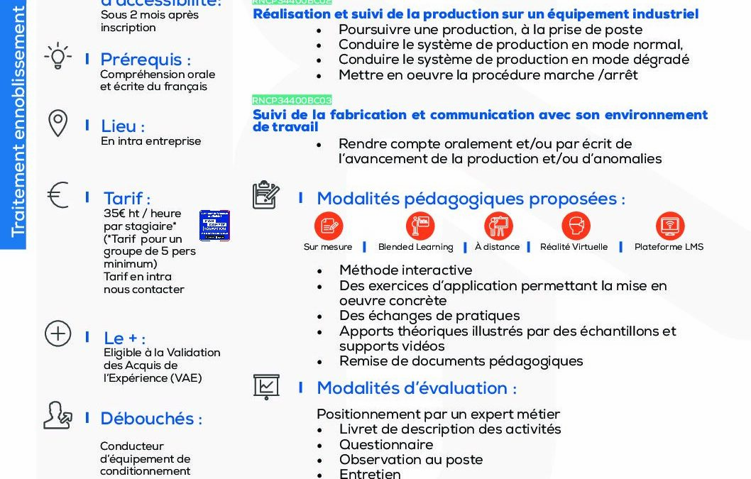 CQP Conducteur d&rsquo;équipement industriel textile