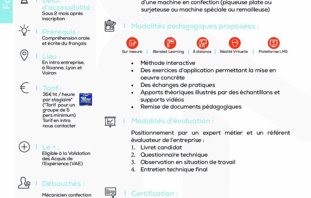 CQP Opérateur confection