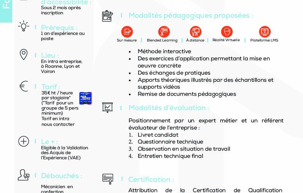 CQP Opérateur multipostes en confection