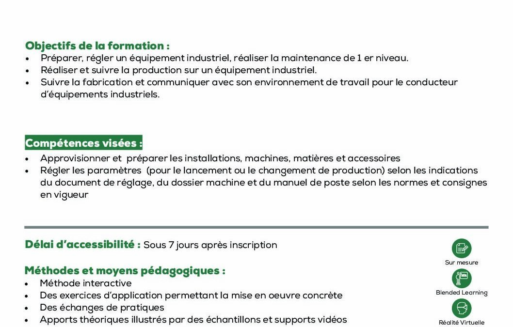 ST24 Préparer et approvisionner des installations et équipements de production et de transformation