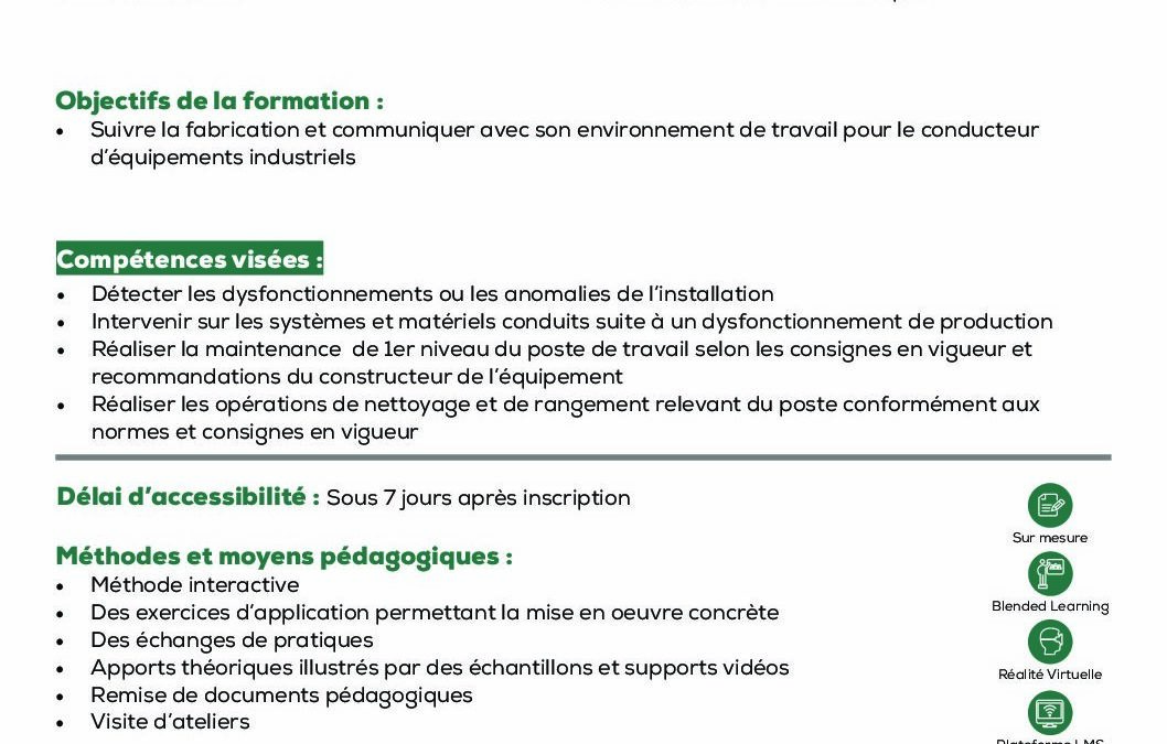 ST27 Réaliser les opérations d’entretien et de maintenance de premier niveau