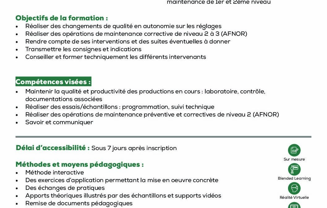ST48 Réalisation du suivi qualitatif d’une production et maintien en état d’un parc machines