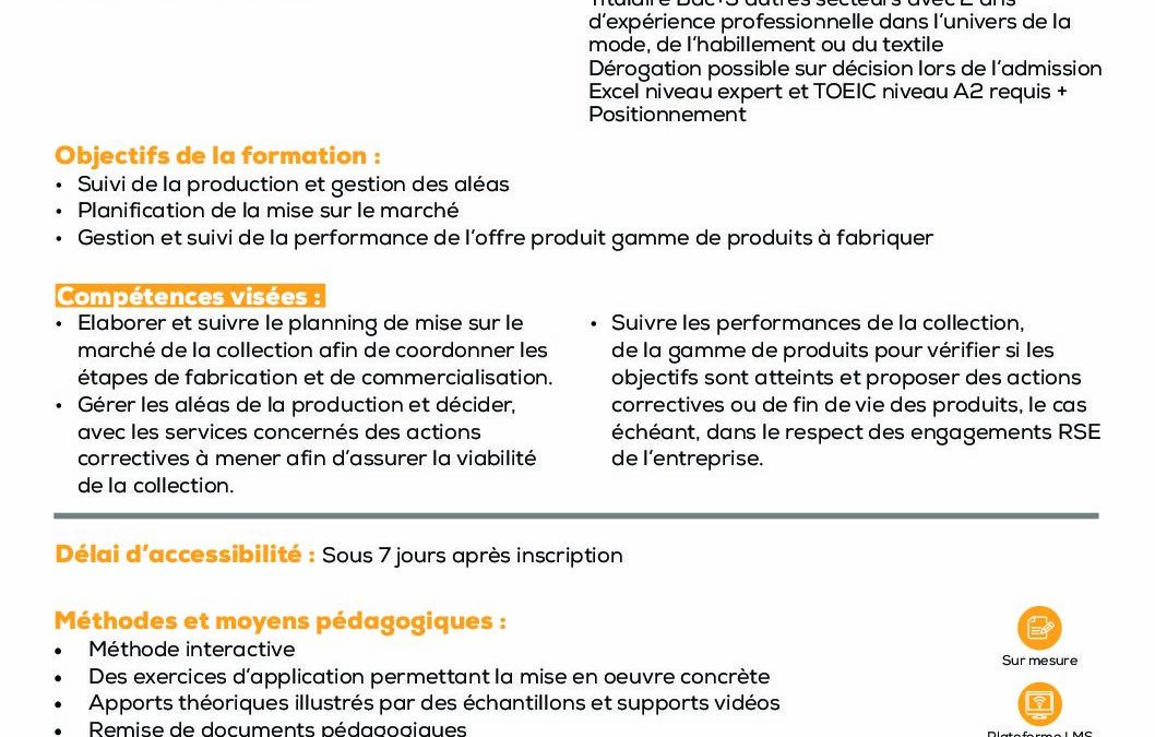 SC8 Planifier et superviser une collection Mode et textile jusqu’à sa commercialisation