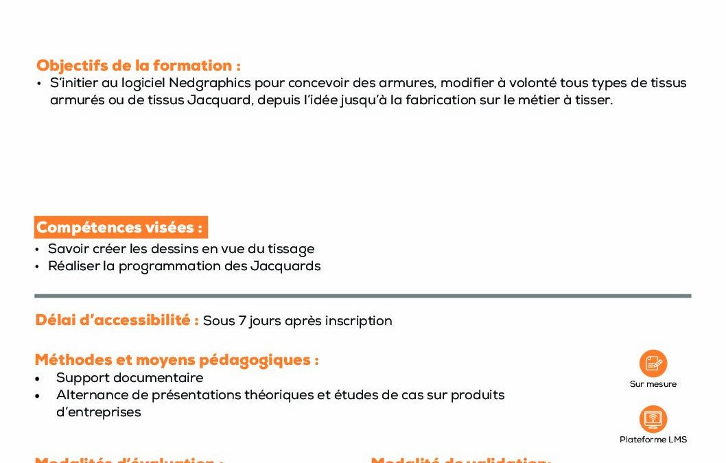 CR9 Nedgraphics programmation sur métier à tisser