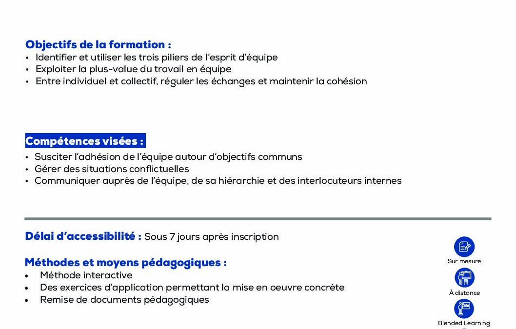 PM13 Cohésion et gestion des relations de l’équipe
