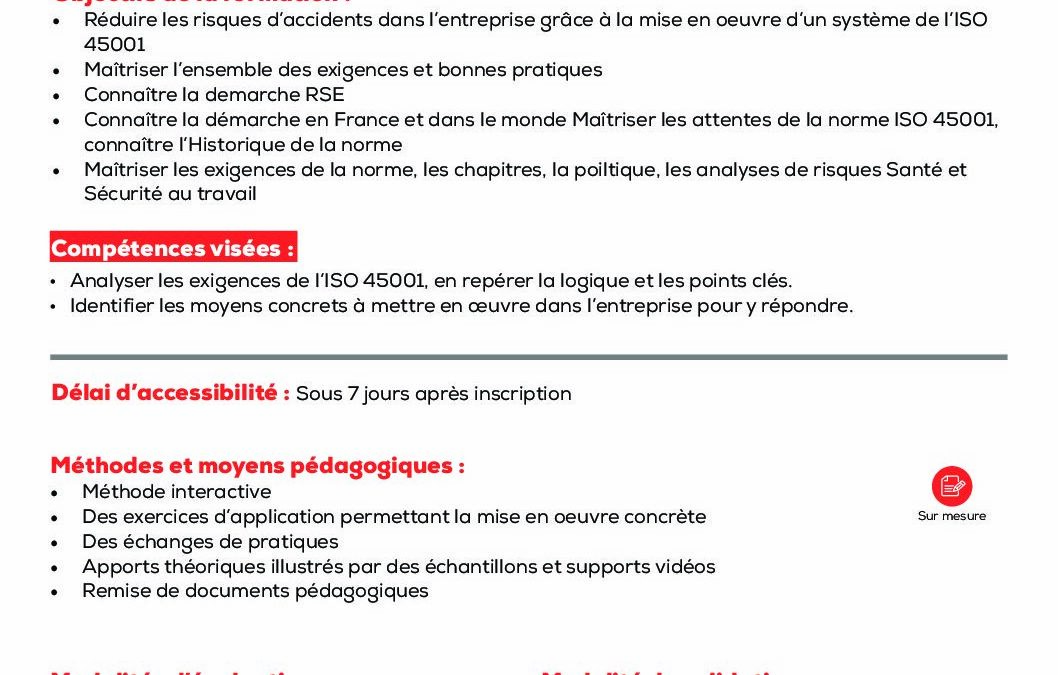 SS9 Déployer un système de gestion de la santé et de la sécurité au travail