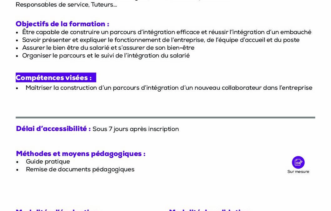 RH1 Accueil des nouveaux Collaborateurs