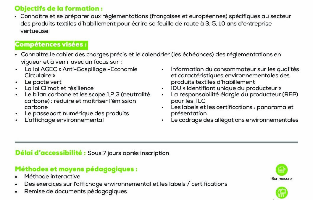 RSE10 La réforme de la filière textile et les réglementations de la transition écologique et énergétique