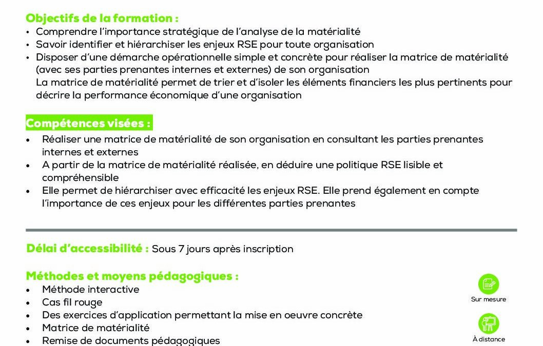 RSE4 La matrice de matérialité