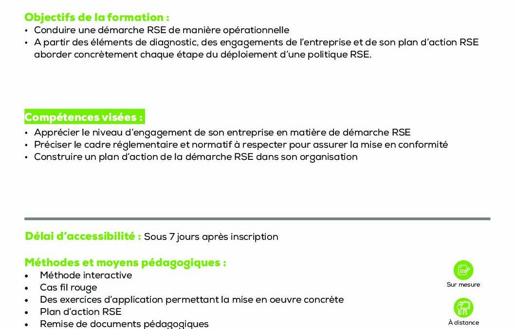 RSE5 Les engagements RSE le plan d’action