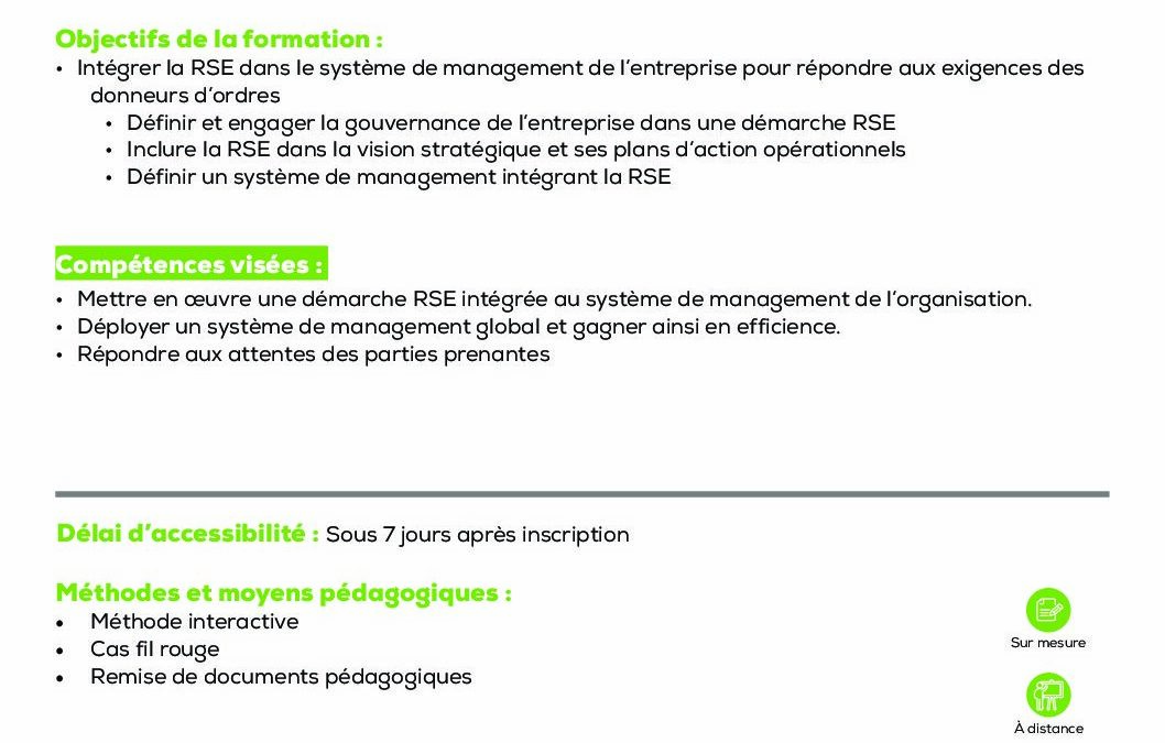 RSE6 Intégrer la RSE dans son système de management