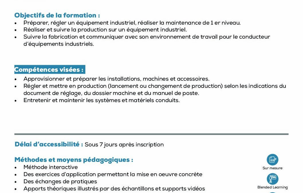 TE11 Préparer et approvisionner des installations et équipements de production et de transformation