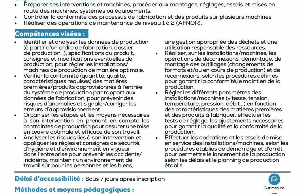 TE16 Préparer ses interventions, monter les équipements, régler, mettre en route les installations