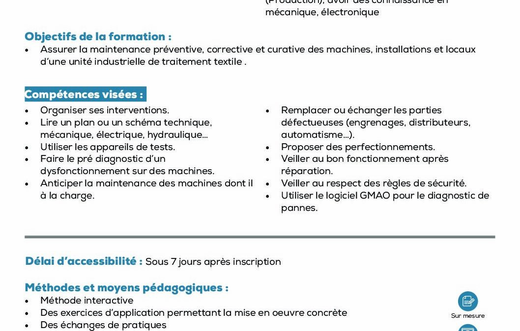 TE19 Agent de maintenance de machines de traitements